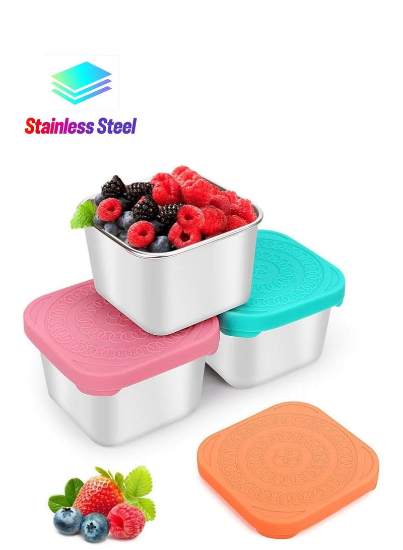 6oz Metal Snack Food Storage Containers with Lids，Toddler Lunch Box for School and Travel - Image 1